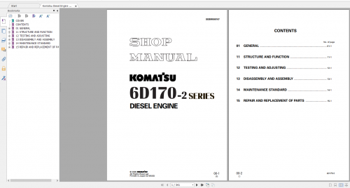 Komatsu Diesel Engine 6D170 2 Series Shop Manual SEBM008107 2005