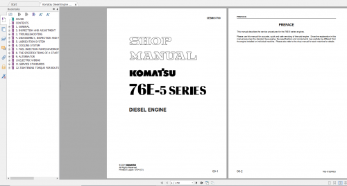 Komatsu Diesel Engine 76E 5 Series Shop Manual SEBM037700 2004