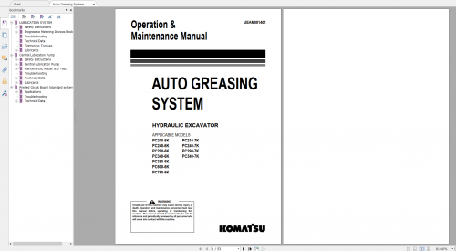 Komatsu Auto Greasing System Operation & Maintenance Manual UEAM001401