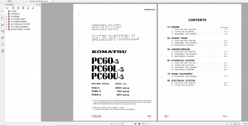 Komatsu Hydraulic Excavator PC60 5 PC60L 5 PC60U 5 Shop Manual SEBM02010505 1990