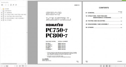 Komatsu Hydraulic Excavator PC750 7 PC800 7 Shop Manual SEBM031313 2018