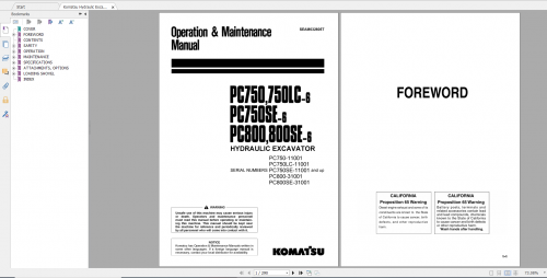 Komatsu Hydraulic Excavator PC750,750LC 6 PC750SE 6 PC800,800SE 6 Operation & Maintenance Manual SEA