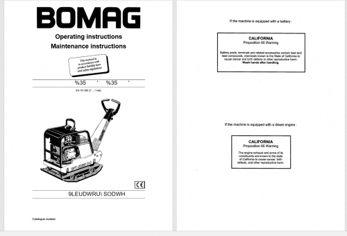 Bomag Vibratory BPR30 55 D 3 Operating & Maintenance Instruction 1