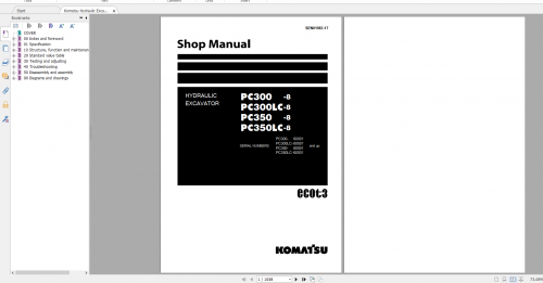 Komatsu Hydraulic Excavator PC300 8 PC300LC 8 PC350 8 PC350LC 8 Shop Manual SEN01983 17 2010