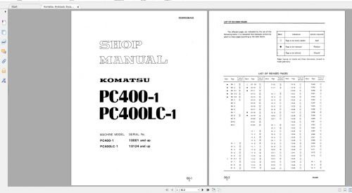Komatsu Hydraulic Excavator PC400 1 PC400LC 1 Shop Manual SEBM0208A03