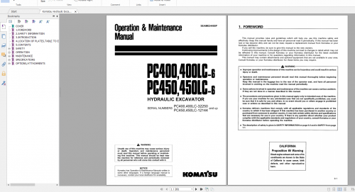 Komatsu Hydraulic Excavator PC400,PC400LC 6 PC450,PC450LC 6 Operation & Maintenance Manual SEAM02440