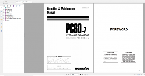 Komatsu Hydraulic Excavator PC60 7 Operation & Maintenance Manual SEAM034106T 2004