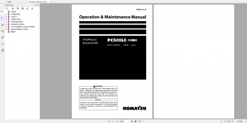 Komatsu Hydraulic Excavator PC500LC 10M0 Operation & Maintenance Manual PEN01333 01 2020