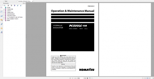 Komatsu Hydraulic Excavator PC500LC 10R Operation & Maintenance Manual PEN01206 01 2020