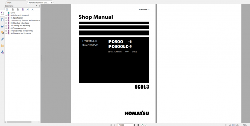 Komatsu Hydraulic Excavator PC600 8 P600LC 8 Shop Manual SEN00128 22 2008