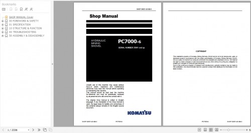 Komatsu Hydraulic Mining Shovel PC7000 6 Shop Manual GZEAM35001 3 2016