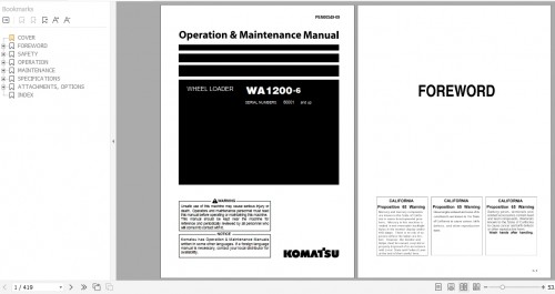 Komatsu Wheel Loader WA1200 6 Operation & Maintenance Manual PEN00549 09 2019