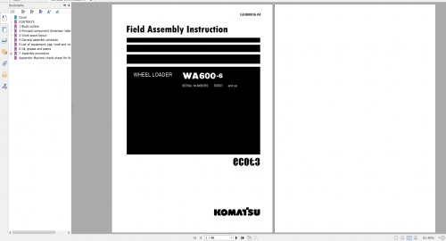Komatsu Wheel Loader WA600 6 Field Assembly Instruction GEN00036 04 2020