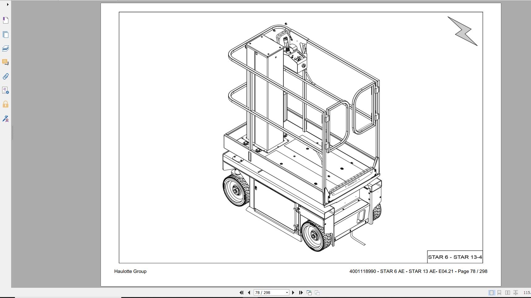 Haulotte Vertical Masts STAR 6 AE STAR 13 AE Spare Parts Catalog 04. ...