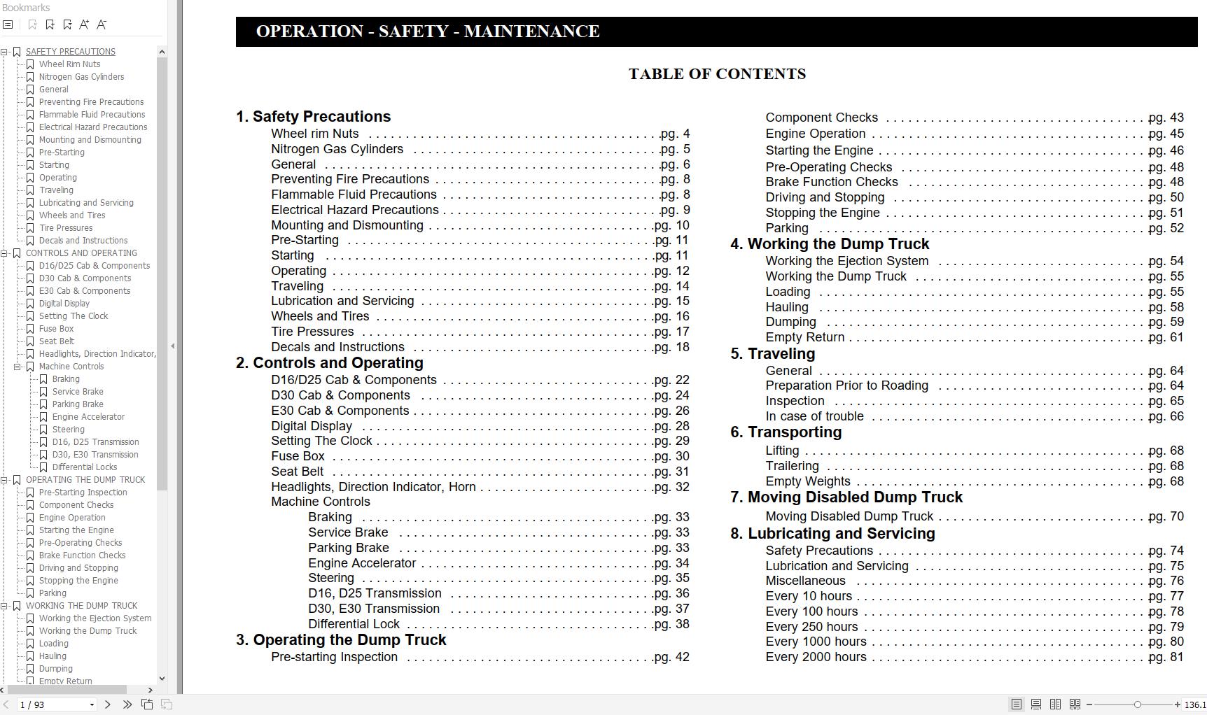 Link-Belt Articulated Truck D30 Schematics, Operation & Service Manual ...