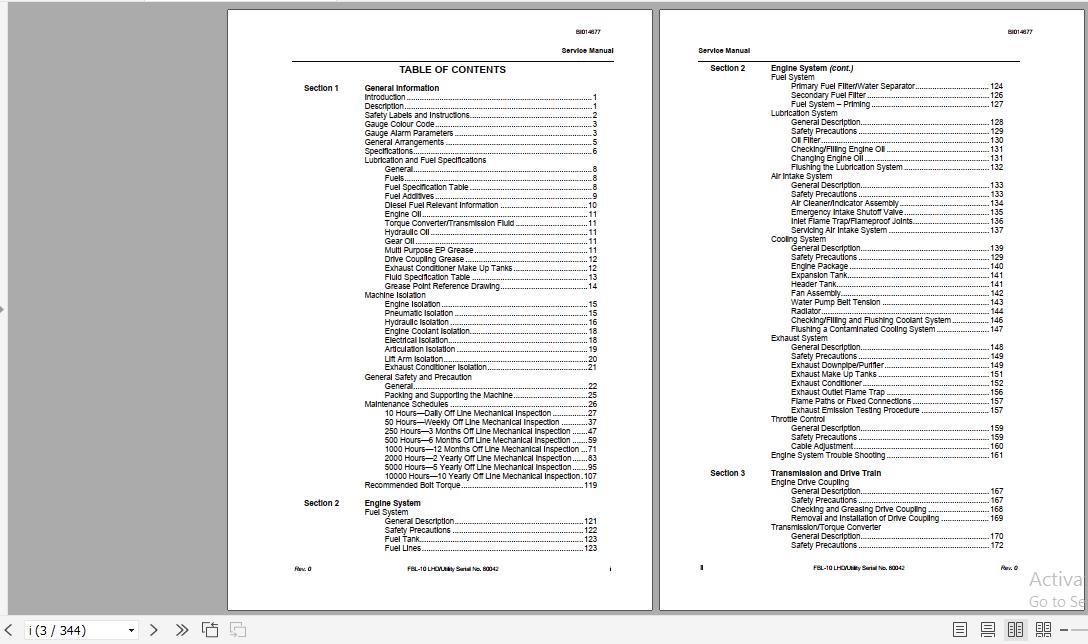 CAT Load Haul Dump CL210 FBL-10 80042 Service Manual BI014677 2010 ...