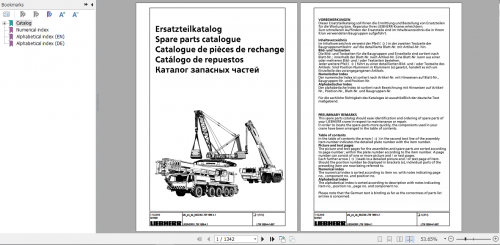 Liebherr Mobile Crane LTM1090 4.1 Spare Parts Catalogue 1