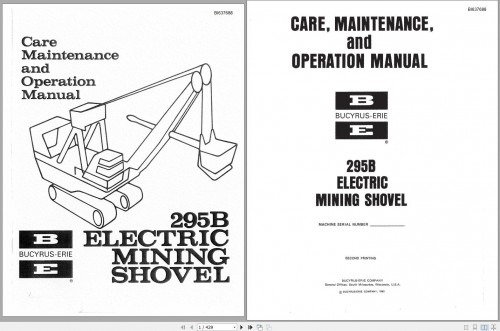 CAT Electric Rope Shovel 295B 139500 11091 Maintenance and Operation Manual BI637688 2014 1