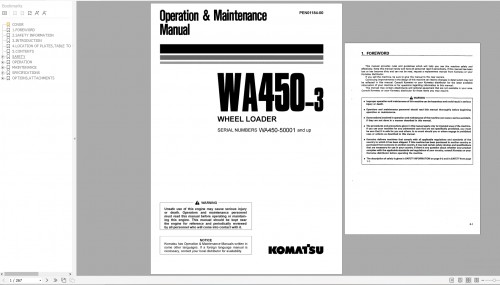 Komatsu Wheel Loader WA450 3 Operation & Maintenance Manual PEN01184 00