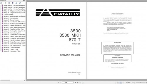 Fiat Allis Engines 3500 3500 MKII 670 T Service Manual 70650824 1