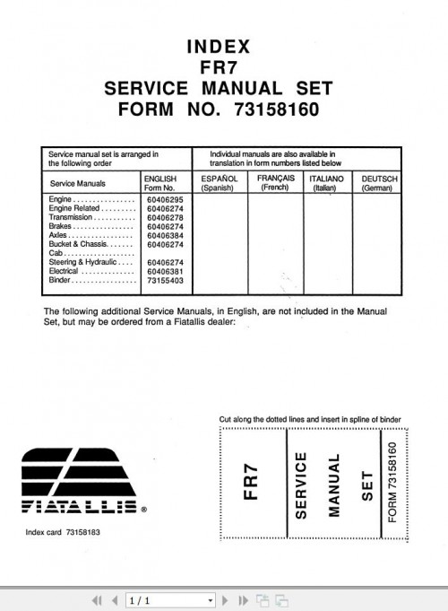 Fiat Allis Wheel Loader FR7 Service Manual 1