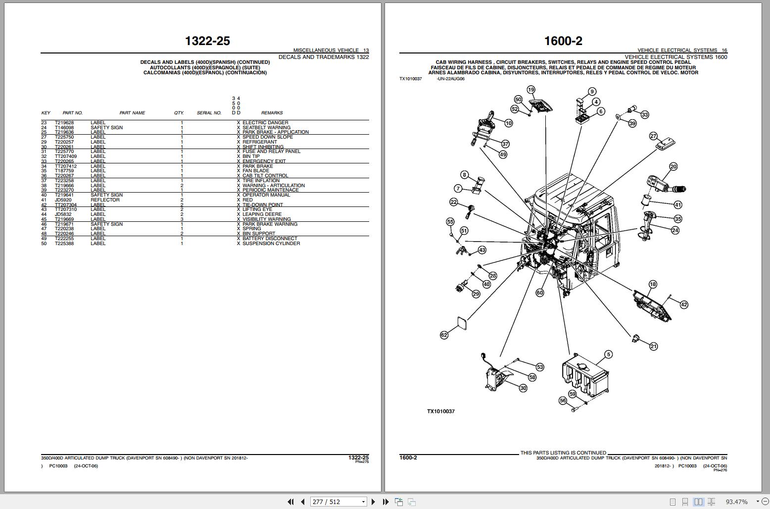 John Deere ADT 350D 400D Parts Catalog PC10003 2006 | Auto Repair ...