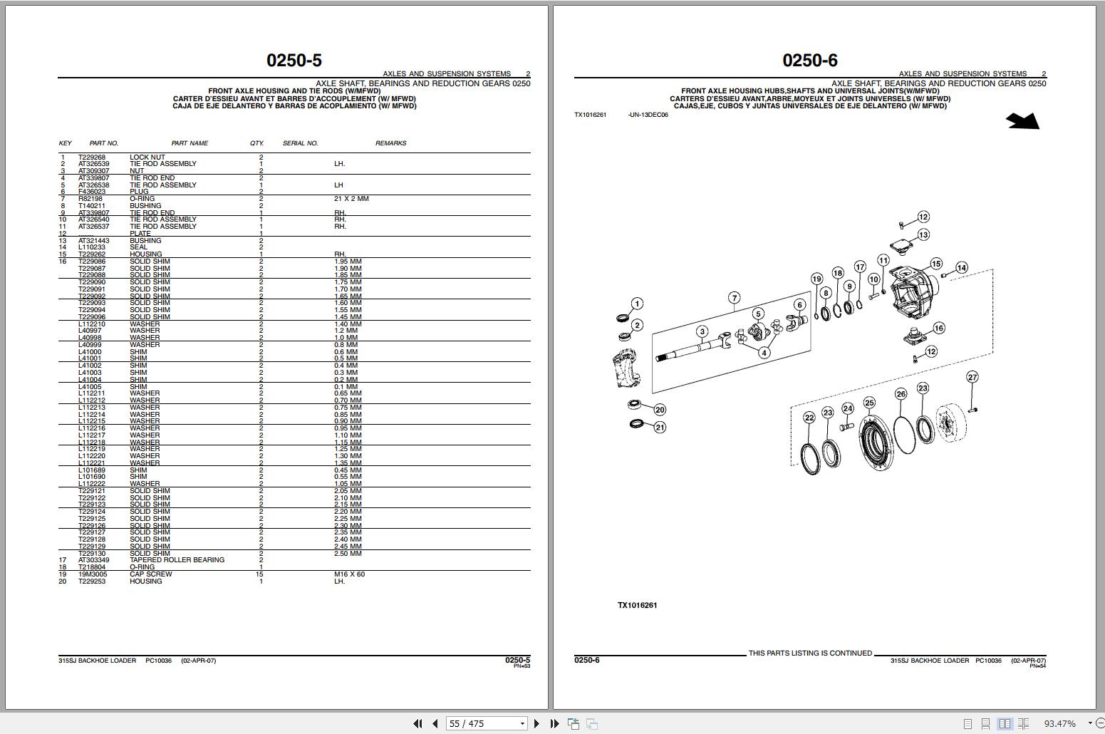 John Deere Backhoe Loader 315SJ Parts Catalog PC10036 2007 | Auto ...