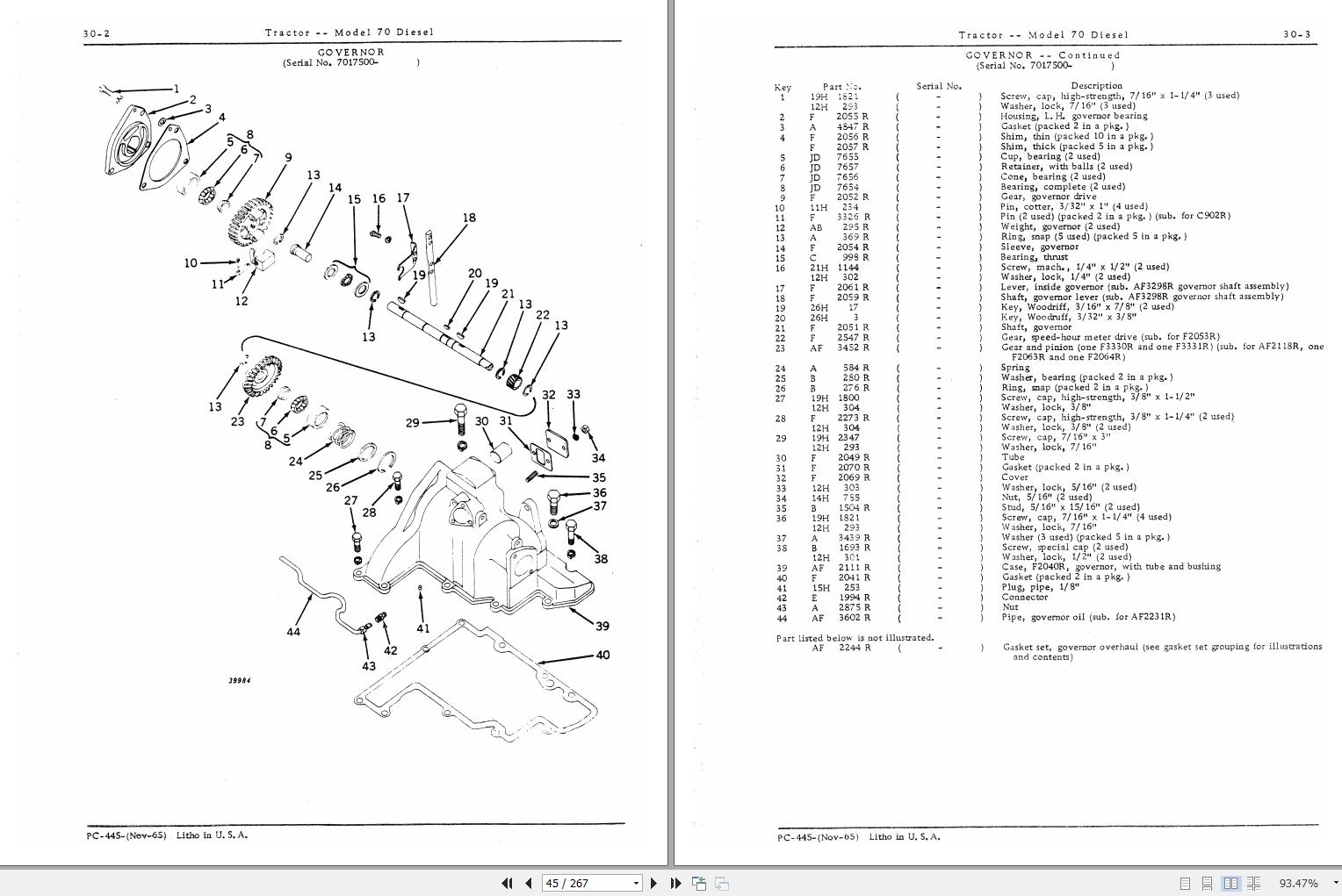 John Deere Diesel Tractor 70 Parts Catalog PC445 | Auto Repair Manual ...