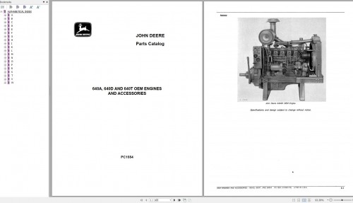 John Deere OEM Engines and Accessories 640A 640D 640T Parts Catalog PC1554 1