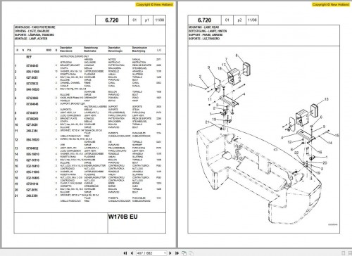New Holland Wheel Loader W170B Tier III Parts Catalog 6040435100 2009 DE FR IT EN 3