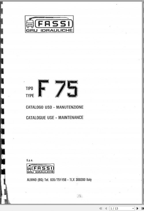 Fassi Cranes F75 Use and Maintenance Manual (1)