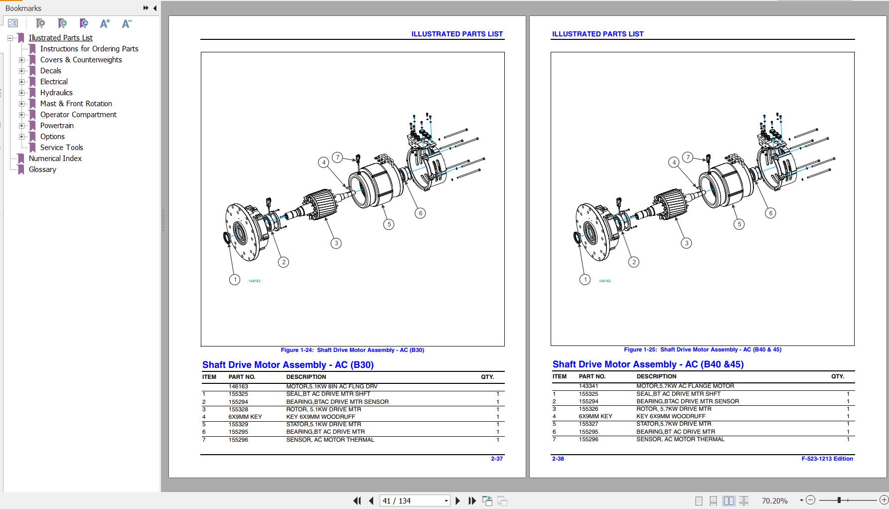 Bendi Forklift B30 B40 B45 AC Parts Manual F-523-1213 2011 | Auto ...