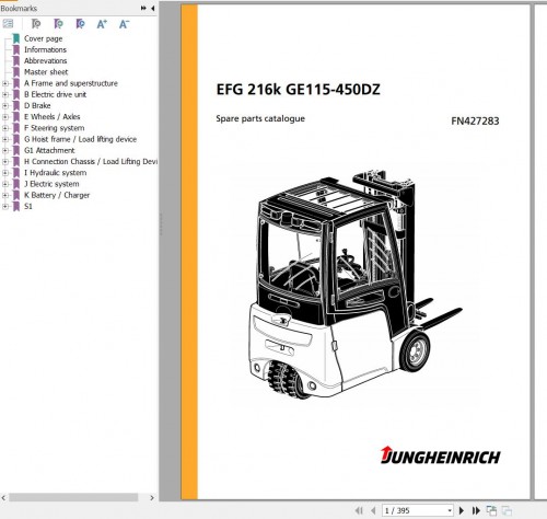 Jungheinrich Forklift EFG 216k GE115 450DZ Spare Parts Manual FN427283 1