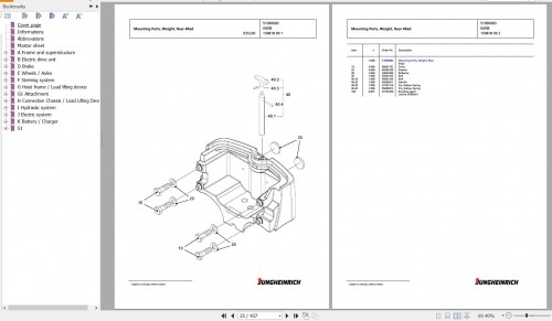 Jungheinrich Forklift EFG 316 G+E115 550DZ Spare Parts Manual FN427047 2