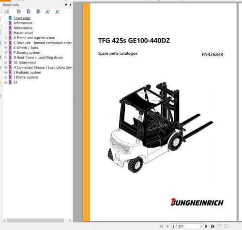 Jungheinrich Forklift TFG 425s GE100 440DZ Spare Parts Manual FN426838 1