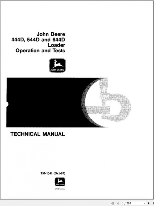 John Deere Loaders 444D 544D 644D Operation and Test Technical Manual TM1341 1