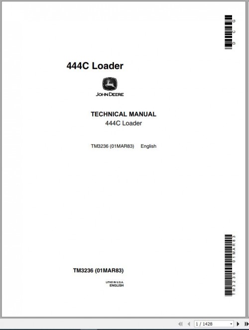 John Deere Loaders 44C Technical Manual TM3236 1