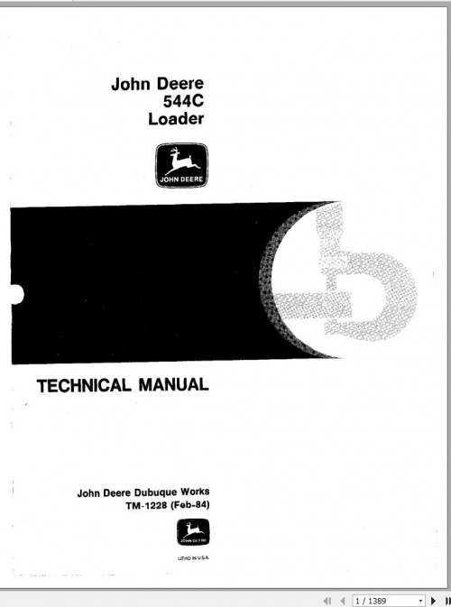 John Deere Loaders 544C Technical Manual TM1228 1