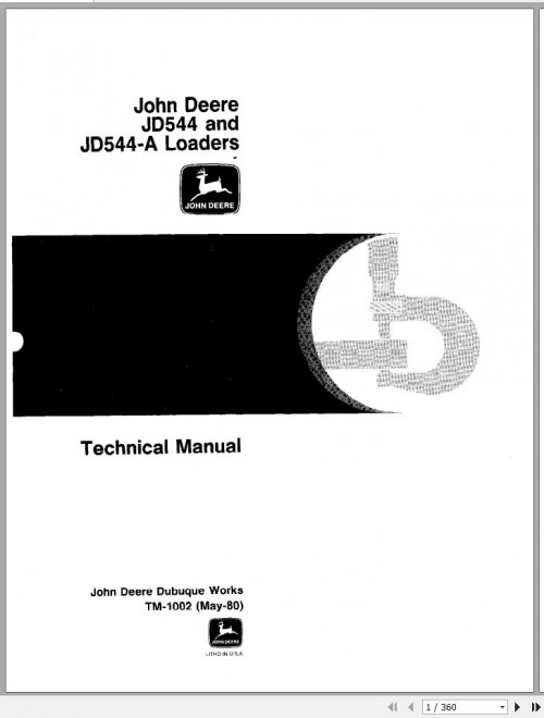 John Deere Loaders JD544 JD544 A Technical Manual TM1002 1