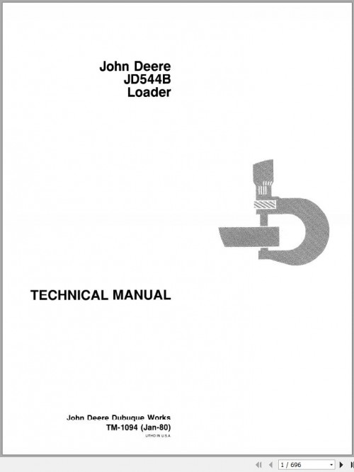 John Deere Loaders JD544B Technical Manual TM1094 1