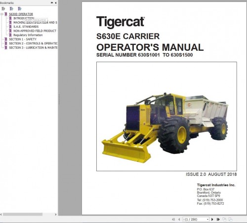 Tigercat Carrier S630E (630S1001 630S1500) Operator Manual 1