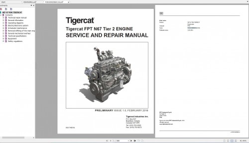 Tigercat FPT N67 Tier 2 ENGINE Operator Service & Repair Manual 1
