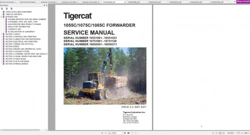 Tigercat Forwarder 1085C (10850501 10851000) Operator & Service Manual 1