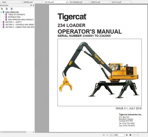 Tigercat Loader 234 (2340101 2342100) Operator's & Service Manual 2