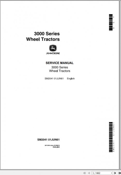 John Deere Wheeld Tractors 3000 Series Service Manual SM2041 1