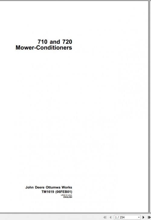 John Deere Mower Conditioner 710 720 Technical Manual TM1619 1