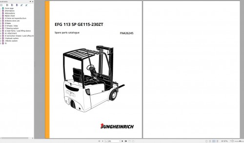 Jungheinrich Forklift EFG 113 SP GE115 230ZT Spare Parts Manual FN426245 1