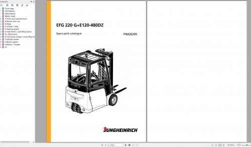 Jungheinrich Forklift EFG 220 G+E120 480DZ Spare Parts Manual FN426205 1