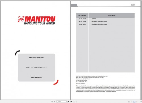 Manitou Telehandler MLA T 533 145 V PLUS D ST5 S1 Repair Manual 647872EN 06 (1)