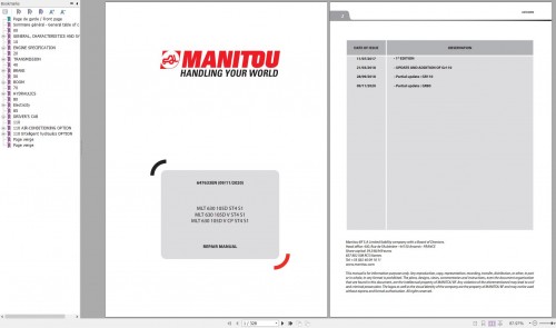 Manitou Telehandler MLT 630 105D ST4 S1 Repair Manual 647633EN 11 (1)